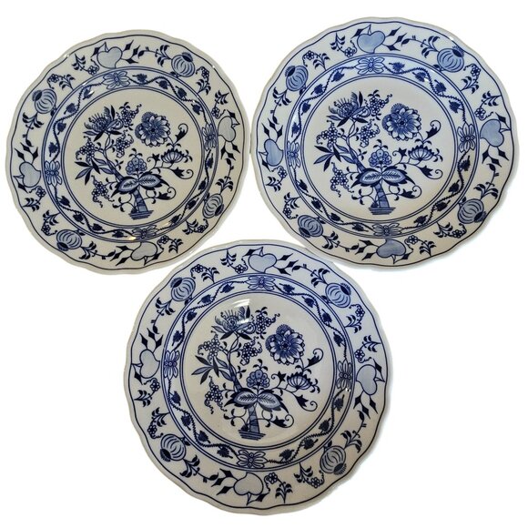 Zwiebelmuster Other - 3 Czechoslovakia Blue Onion Dinner Plates 9.5" original Zwiebelmuster porcelain